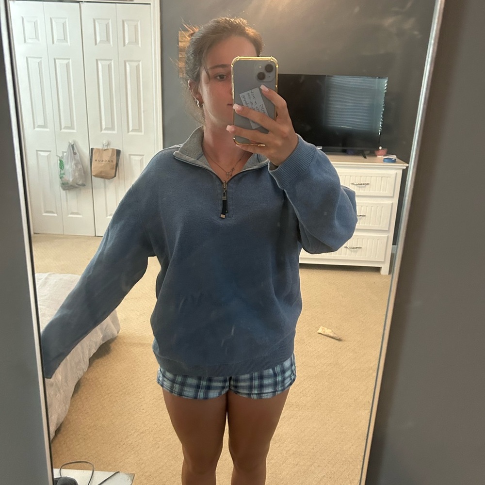 Blue Quarter-Zip Pullover
